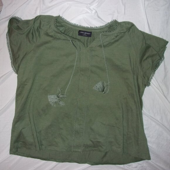 Boho size 22 / 24  3x  womens 3 x plus sized tee t shirt green blouse - Picture 2 of 4